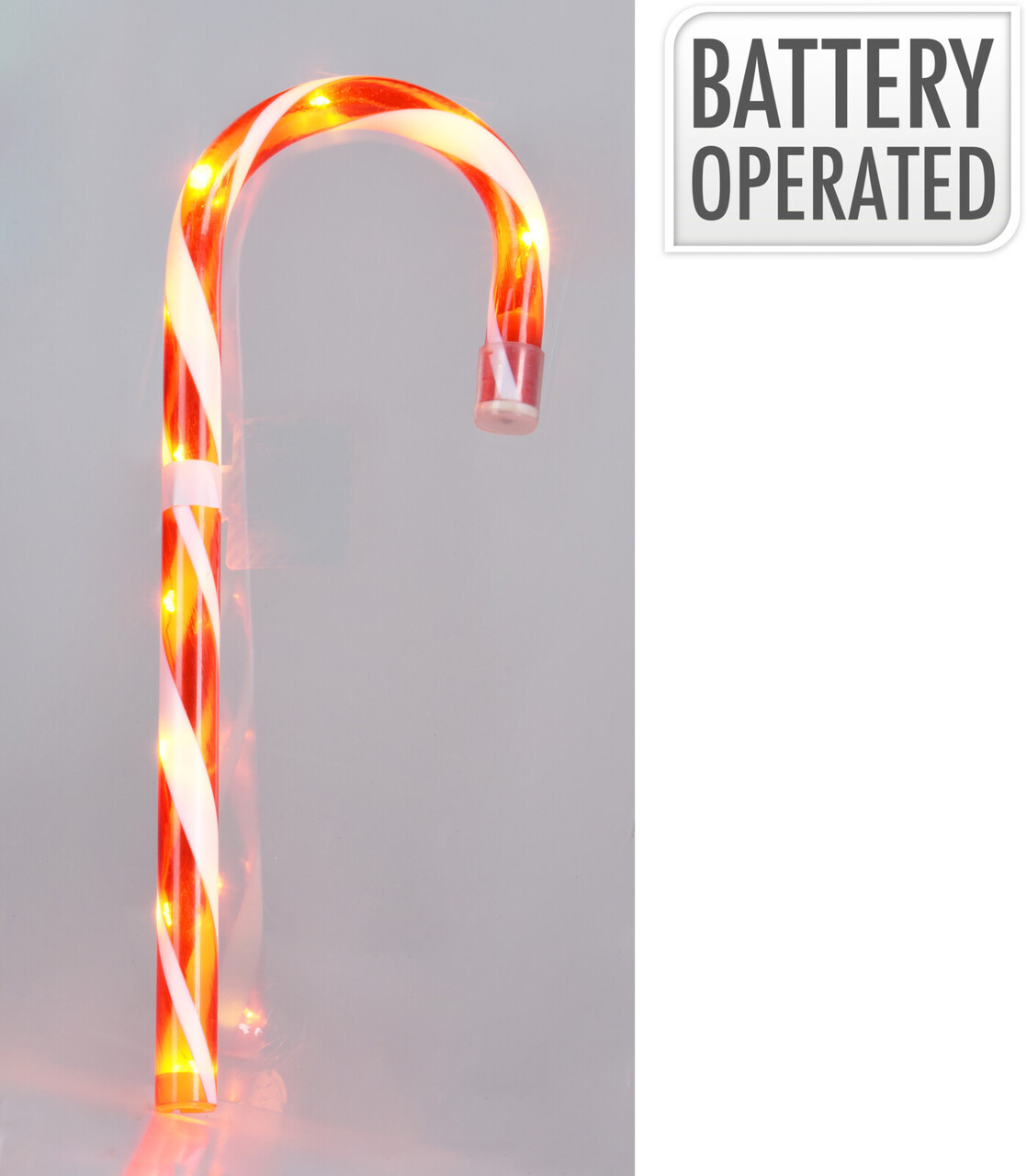 Decoratiune luminoasa cu 11 LED-uri Candy Cane, Excellent Houseware, 13x1.8x45 cm, cu baterii, alb/rosu - imagine 3